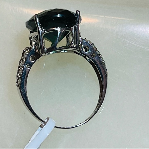 🎁NWT 10K STUNNING 9.50 CT RUSSIAN EMERALD & DIAMOND 10KT SOLID WHITE GOLD RING! - Picture 12 of 12